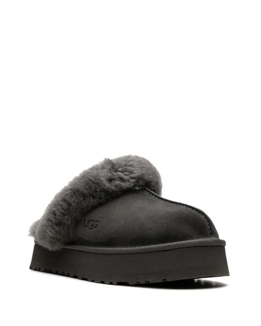 Ugg Black Disquette Shearling Platform Slippers
