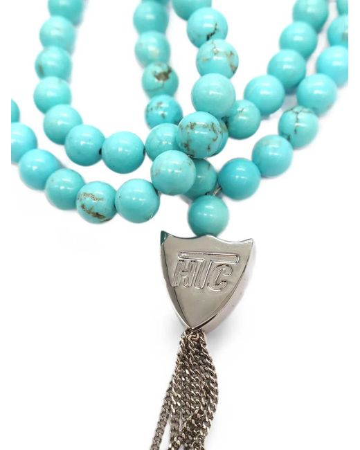 HTC White Mystery Shield Beaded Necklace for men