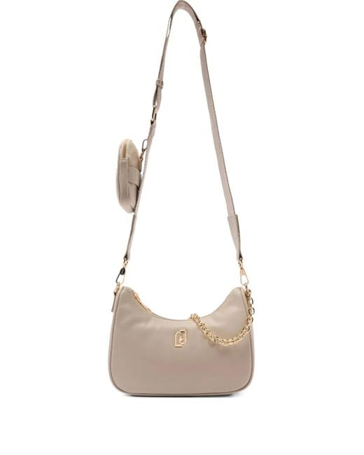 Liu Jo White Small Chain-Detail Zip Shoulder Bag