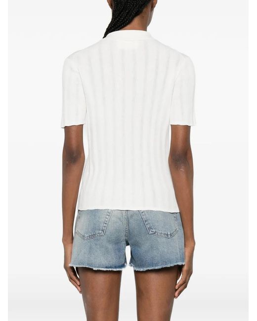 Bompard White Ribbed Polo Shirt