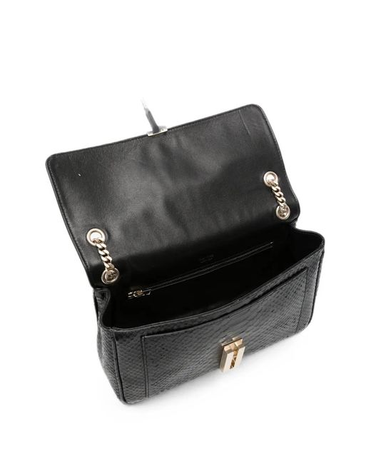 Tom Ford Black Semi Shiny Printed Python Mia Chain Shoulder Bag