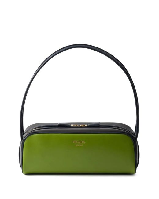 Prada Green Swing Schultertasche Aus Glattleder