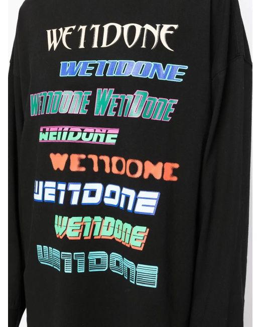 we11done Black Multi-Logo Cotton Sweatshirt
