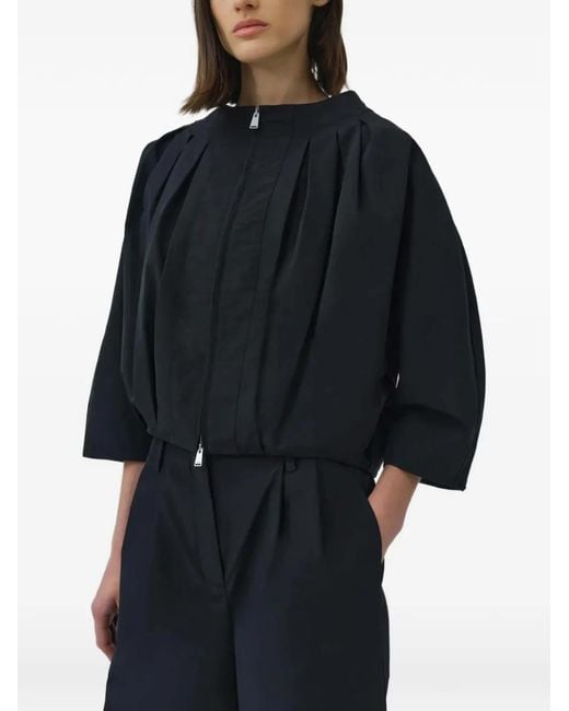 Jonathan Simkhai Black Jess Pleated Zip-Up Jacket
