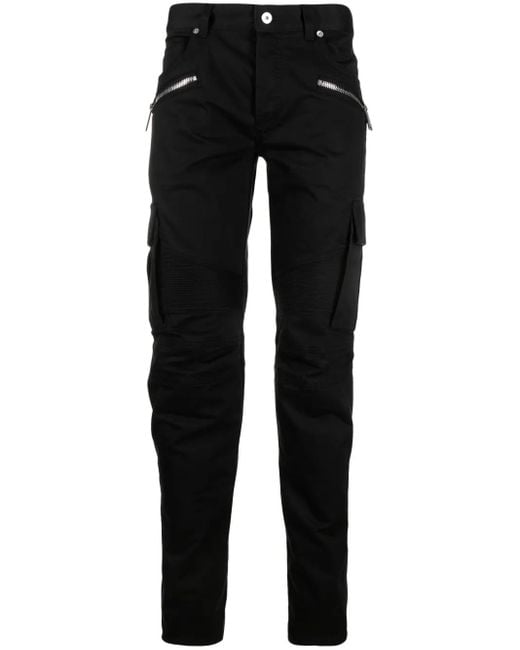 Balmain Black Stretch Cotton Cargo Pants for men