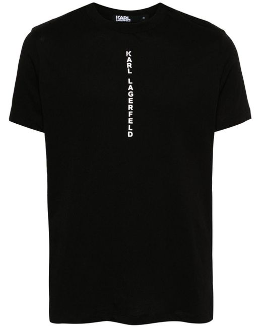 Karl Lagerfeld Black Logo-stamp Cotton T-shirt for men