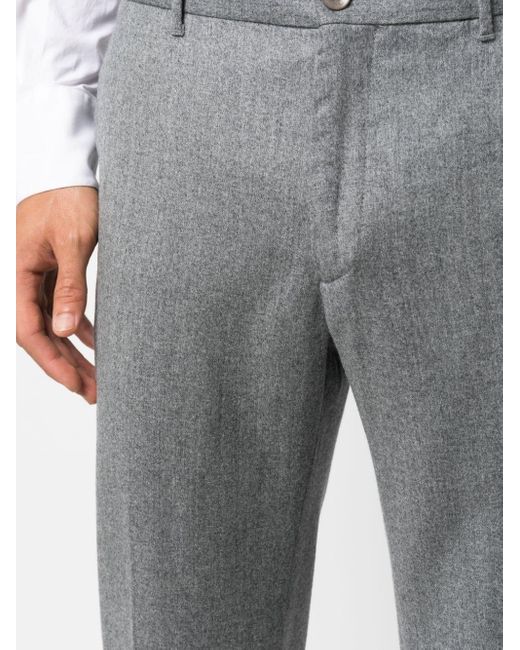 Incotex Gray Slim-cut Virgin-wool Trousers for men