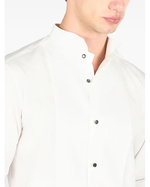 Roberto Cavalli White Pleated-Front Button Shirt for men