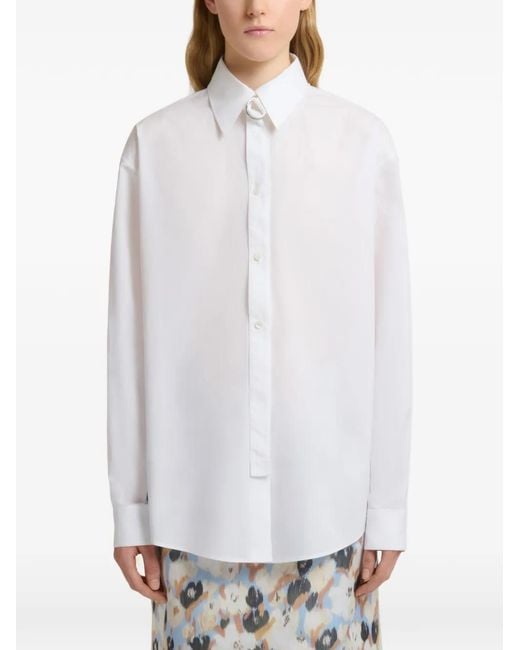 Marni White Poplin Shirt With D-Ring Neck Strap