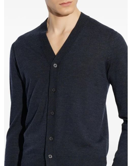 Paolo Pecora Geknöpfter Cardigan mit V-Ausschnitt in Blue für Herren