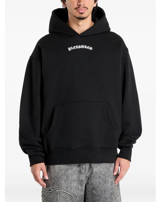 Pleasures Black Neural Logo-Detail Hooded Sweatshirt for men