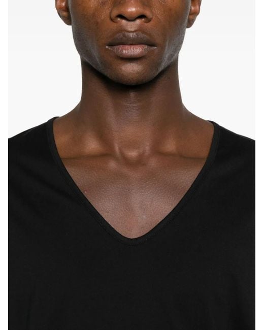 Sunspel Black T-Shirt À Col V for men