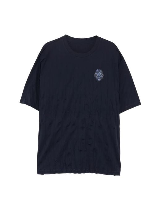 CROQUIS Blue Graphic-Print Pleated T-Shirt for men