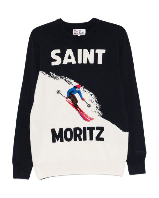 Mc2 Saint Barth Black Saint Moritz Graphic Sweater for men
