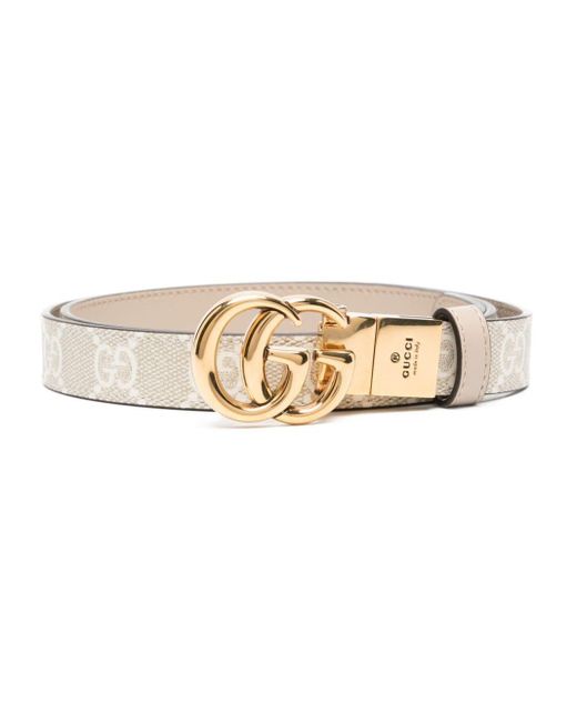 Gucci White GG Marmont Reversible Belt