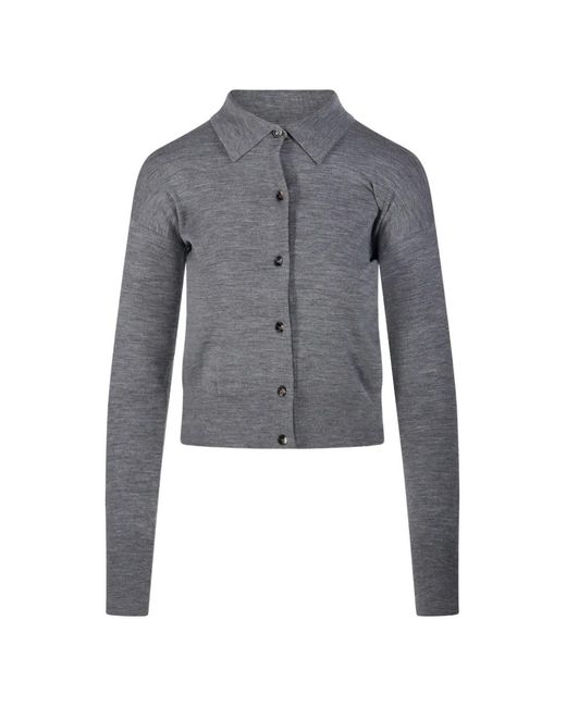 Max Mara Gray Collared Buttoned Cardigan