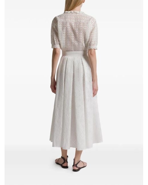 Alberta Ferretti White Ruffled Eyelet Blouse