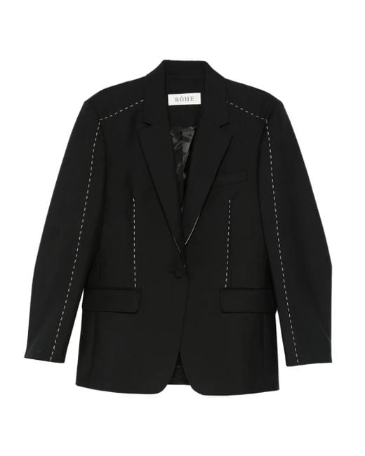 Rohe Black Contrast-Stitching Blazer