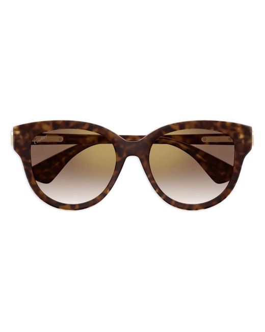 Cartier Brown Tortoise-Shell Cat-Eye Frame Sunglasses