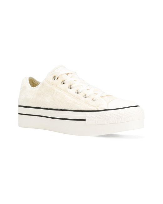 Converse Faux Fur Platform Sneakers in White Lyst
