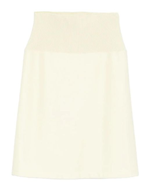 Jil Sander Natural Jupe Mi-Longue À Design Côtelé