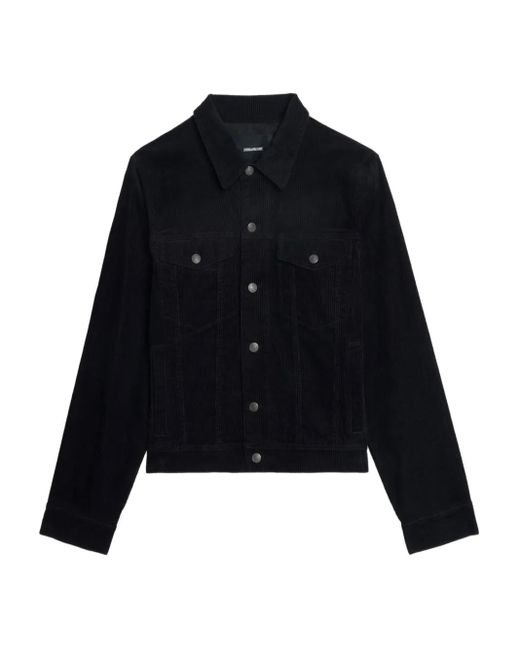 Zadig & Voltaire Black Bases Corduroy Button-Fastening Jacket for men