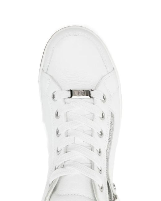 Ara White Zip Leather Sneakers