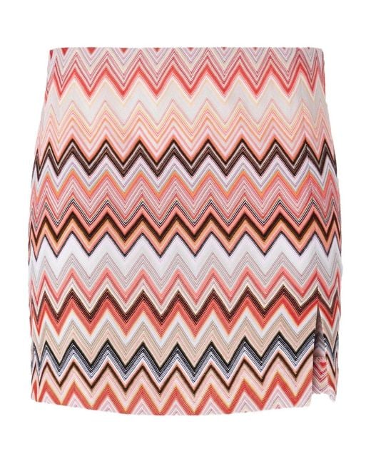 Missoni Pink Zigzag-Pattern Mini Skirt