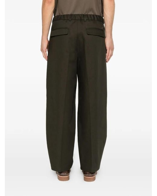 Herno Gray Pleated Wide-Leg Trousers for men