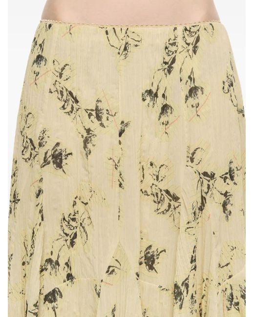 Bimba Y Lola Natural Notebook Print Midi Skirt