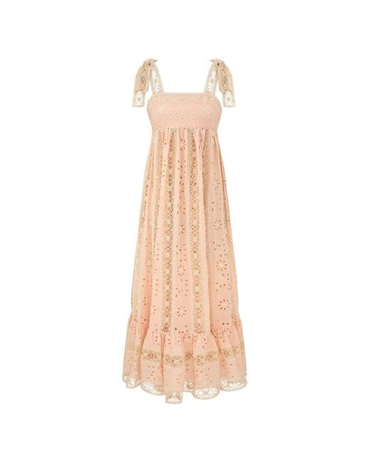 Zimmermann White Textured Stripe Maxi Dress