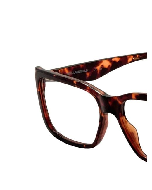 Karl Lagerfeld Brown Tortoiseshell-Effect Rectangle-Frame Glasses