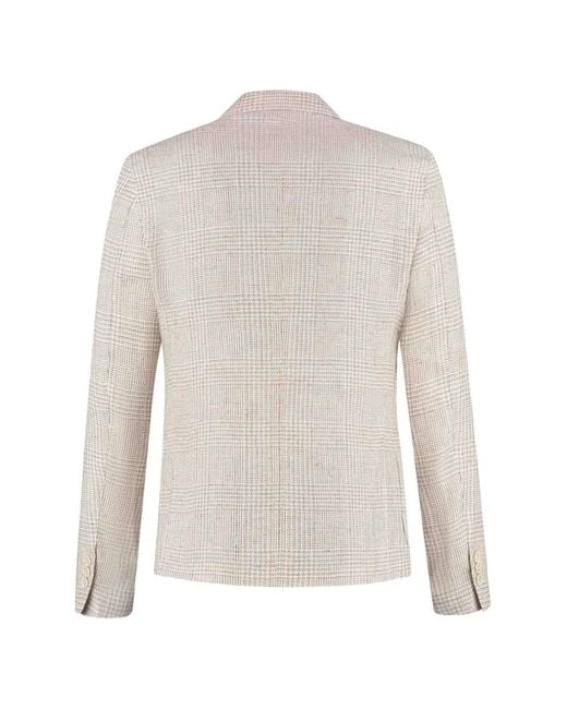 Lardini White Buttoned Checked Blazer for men