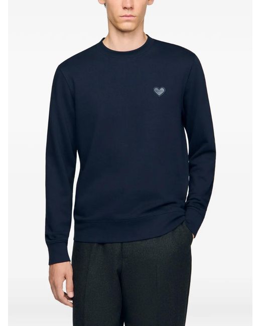 Sandro Blue Heart Patch Crewneck for men