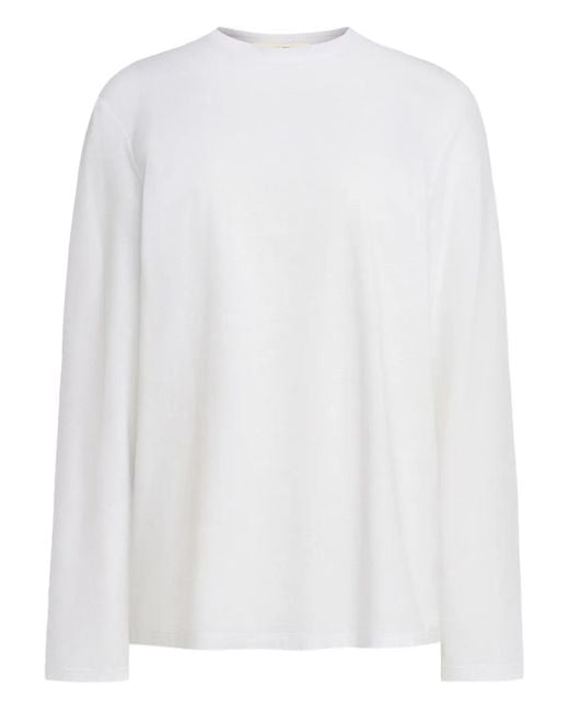 12 STOREEZ White Long-Sleeve Cotton T-Shirt