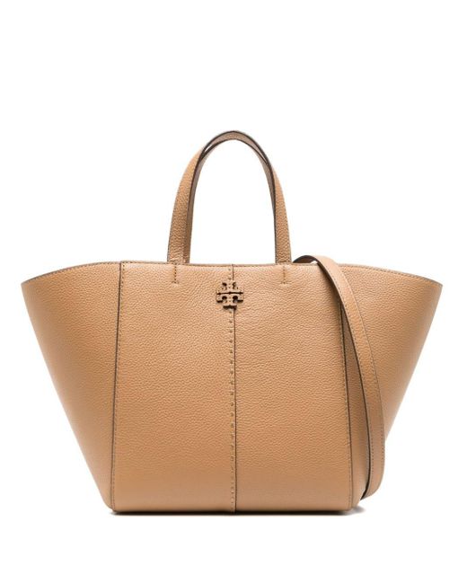 Tory Burch Double T Leather Tote Bag in Natural | Lyst