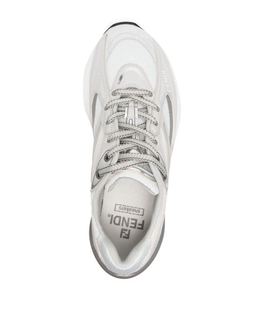 Fendi White First 1 Leather-paneling Low-top Sneakers