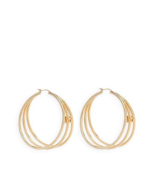 Dolce & Gabbana Metallic Dg Logo-charm Multi-hoop Earrings