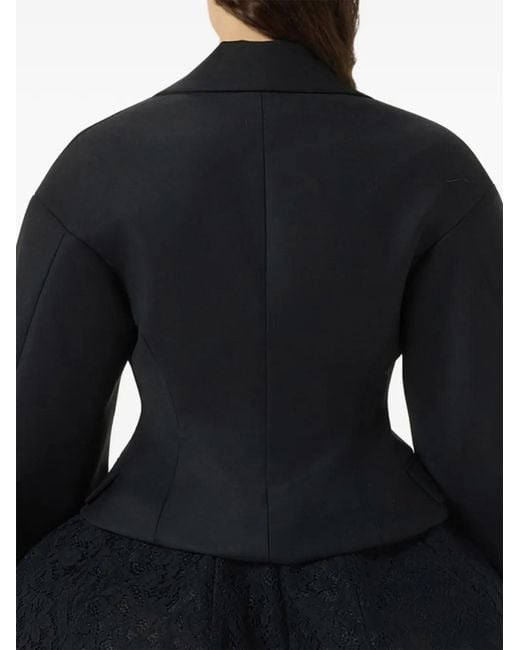 Blumarine Black Balloon-Sleeve Cropped Jacket