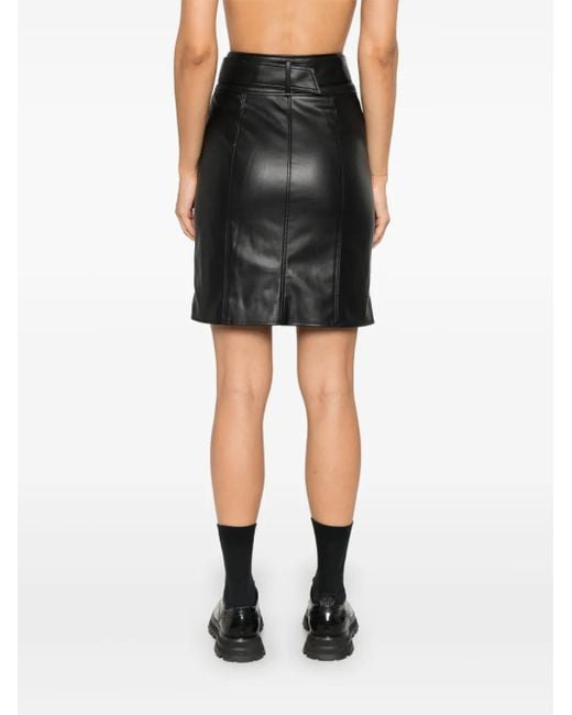 Karl Lagerfeld Black Faux-Leather Biker Skirt
