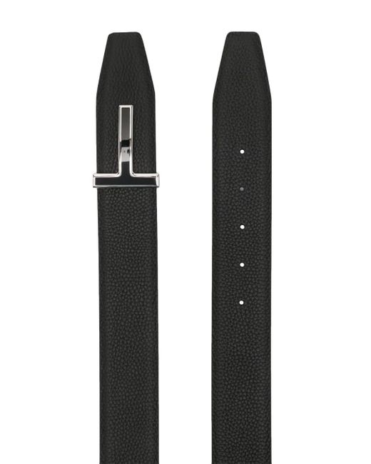 Tom Ford Adjustable T Logo Belt Black/silver for men