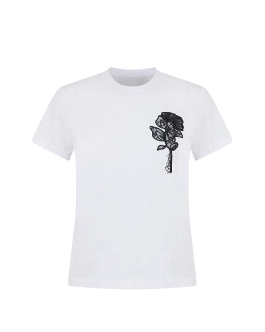3.1 Phillip Lim White Flower Embroidery T-Shirt