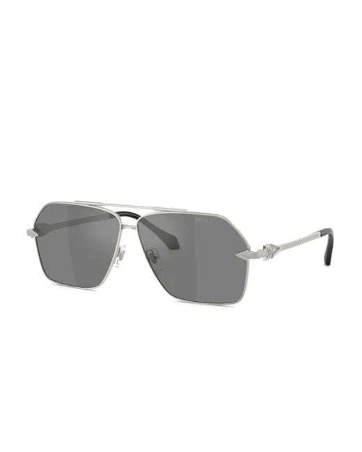 Versace Gray Pilot-Frame Sunglasses for men