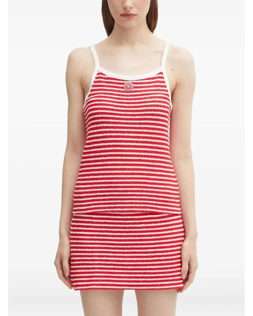 Sporty & Rich Red Striped Spaghetti-straps Tank Top