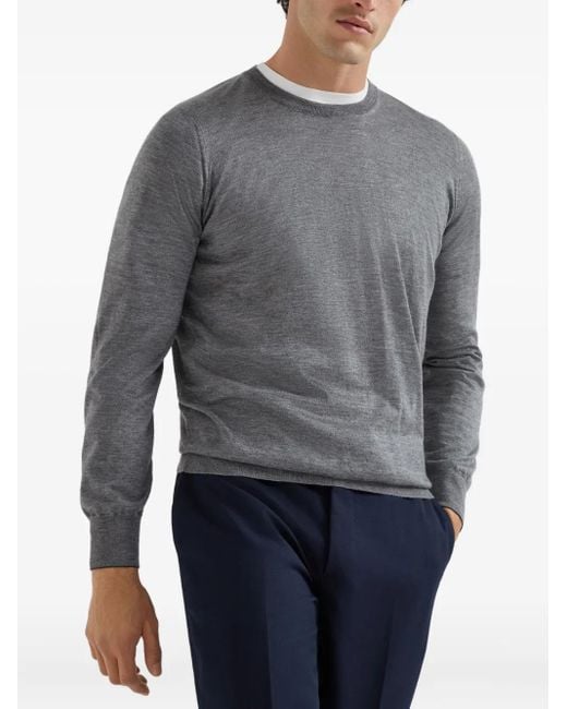 Brunello Cucinelli Gray Crew Neck Jumper for men
