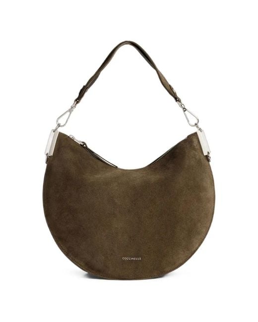 Coccinelle Brown Sunup Suede-Leather Shoulder Bag