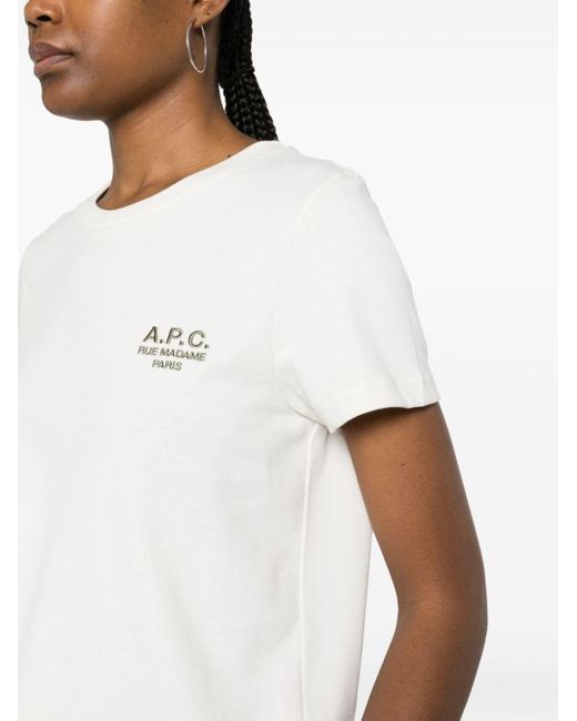 A.P.C. T-shirt Met Geborduurd Logo in het White