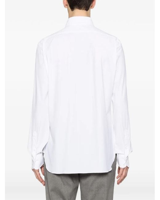 Barba Napoli White Button-Fastening Long-Sleeve Shirt for men