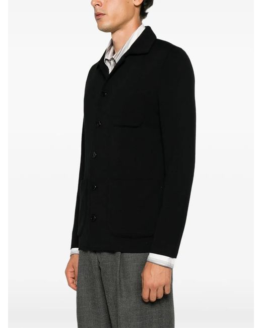 Lardini Black Patch-Pocket Button-Up Jacket for men