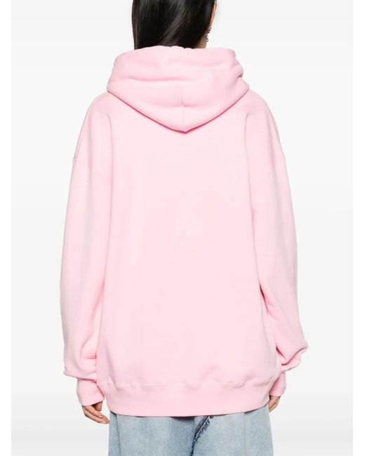 Moschino Pink Logo-Print Cotton Hoodie